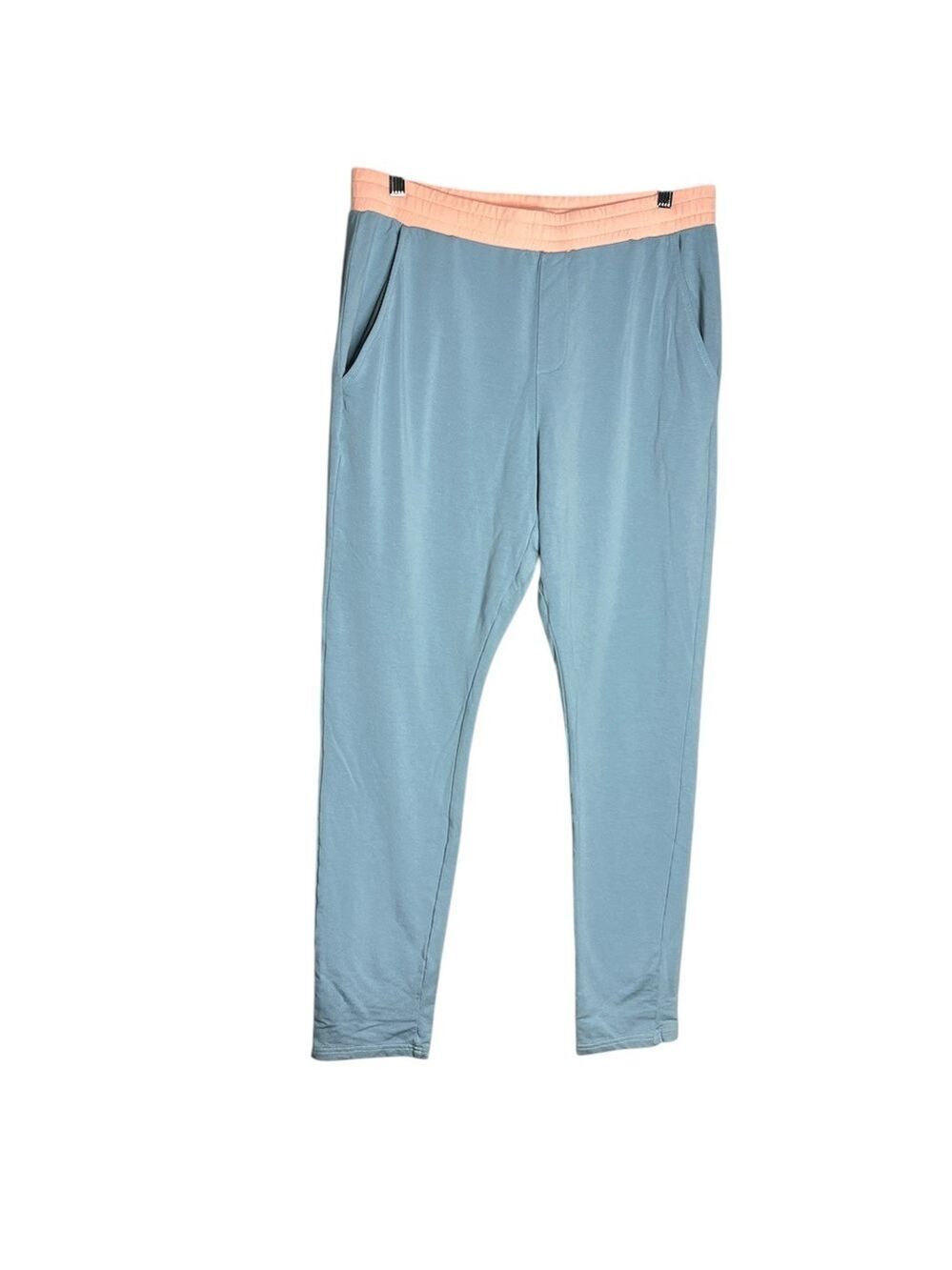 Eubi Men's Modern Slim Fit Light Blue & Pink/Coral Sweatpants, size XL